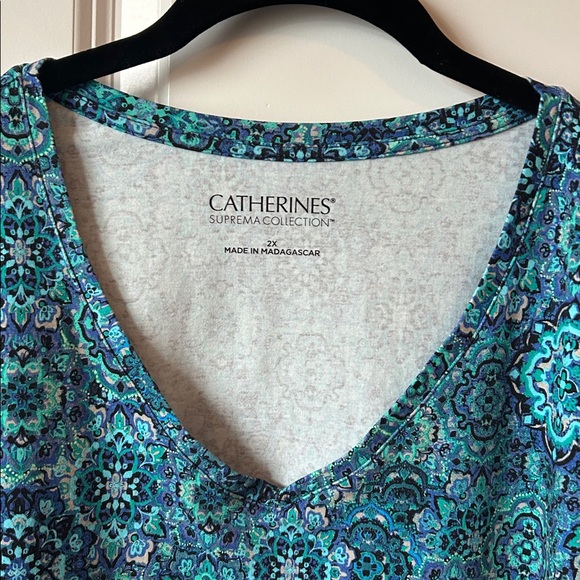 Catherines Navy and Teal Top 2x - Picture 2 of 7